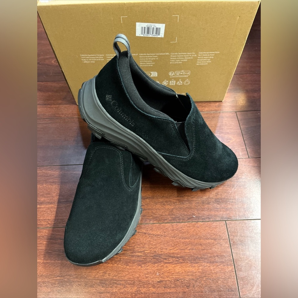 Mens 11.5 Columbia Globe Adventurer Suede Slip-On Black Hiking Trail Shoe New